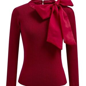 NWT CHICWISH size S/M Ribbed fancy with Bow knot Knit top in burgundy.